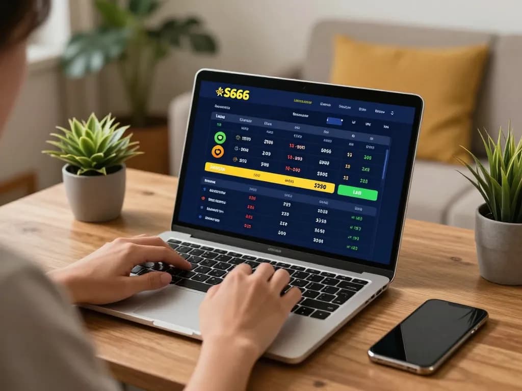 Engaging betting experience with nhà cái S666 shown on laptop screen for online gambling.