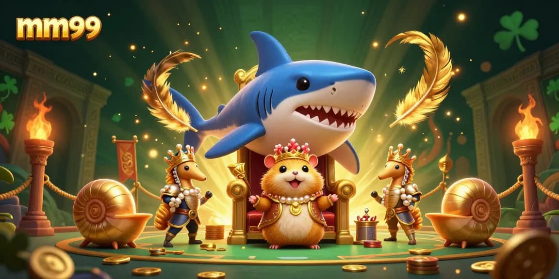 Experience unmatched excitement at mm99 with a golden hamster king amidst lavish gambling elements.