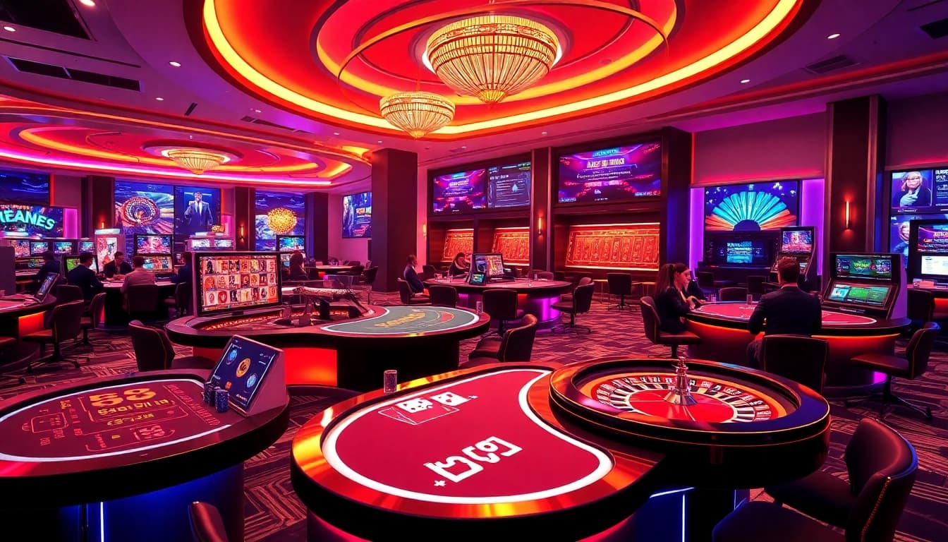 Lodetructuyen casino players enjoying a vibrant online gambling experience with poker and slots.