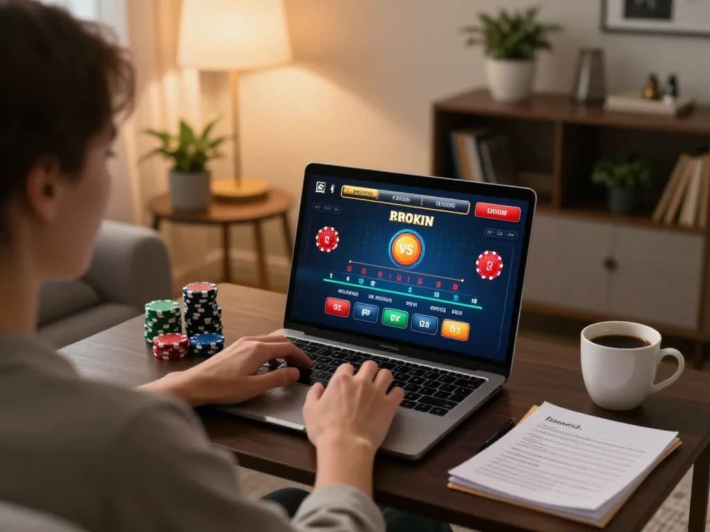 Engaging user plays online blackjack on their laptop, employing strategy with cm88 insights