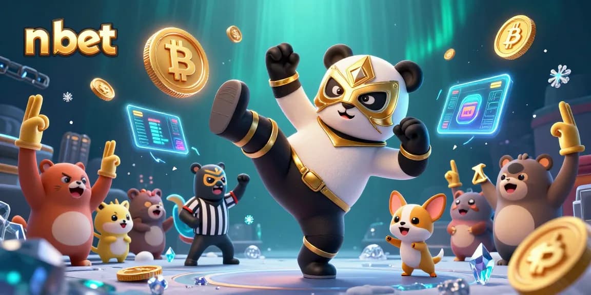 Bet on n bet with a panda wrestler in an electrifying crypto-themed scene.
