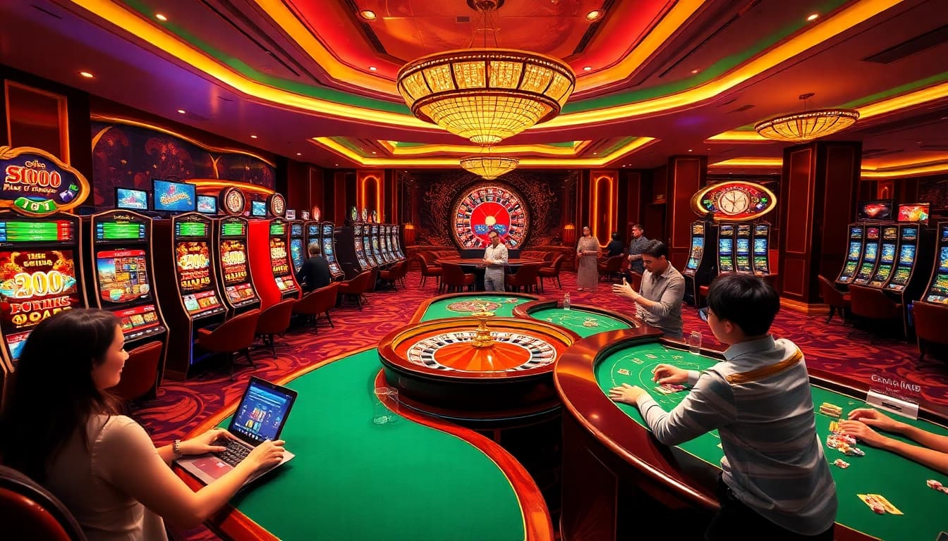 Excited players enjoying immersive gaming experiences at nk88 online casino.