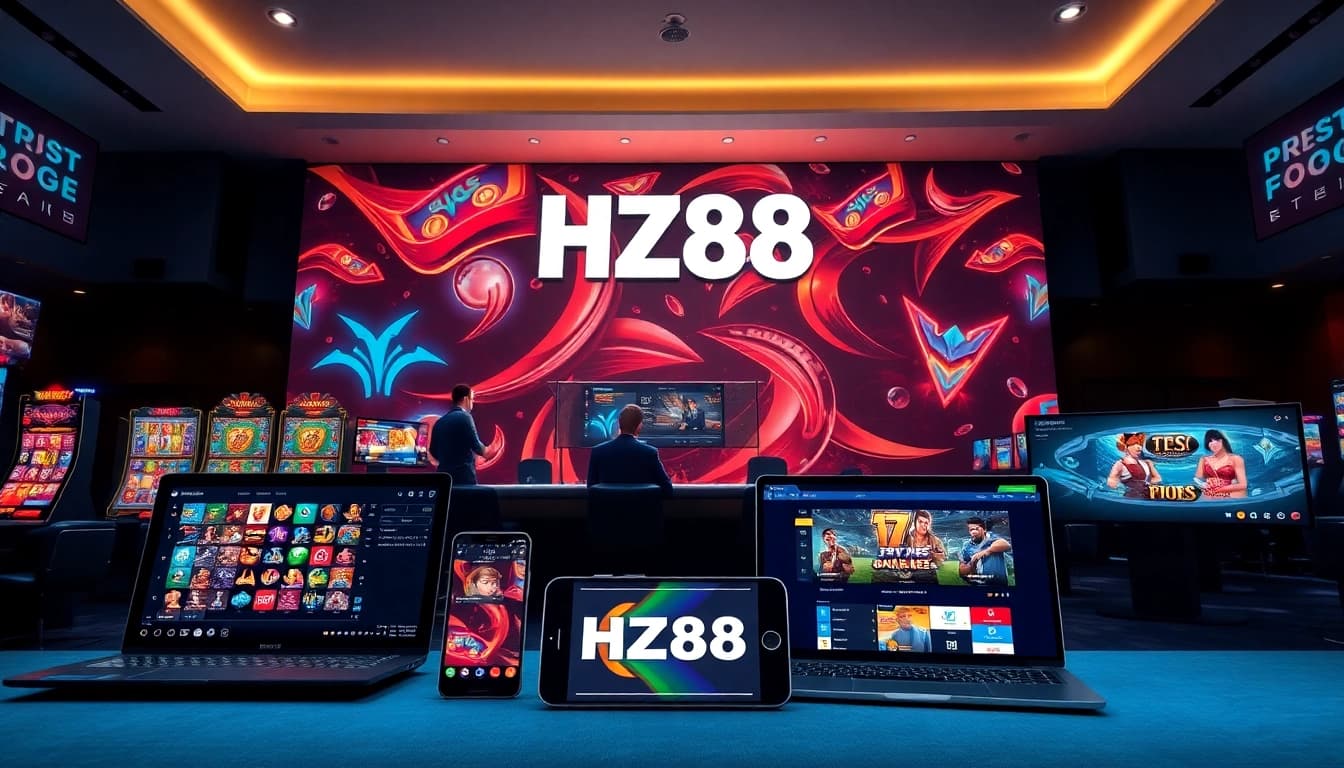HZ88 online betting platform with vibrant gaming interface, live casino, and sports betting options.