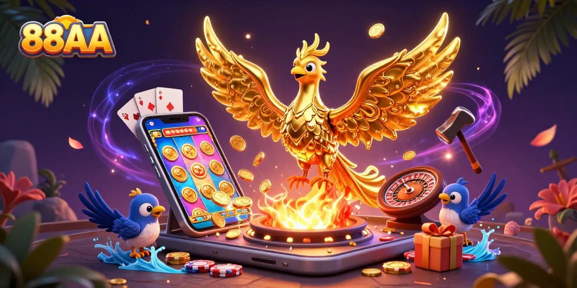 Players engage with exciting gamified experiences at 88AA, featuring casino elements and vibrant graphics.