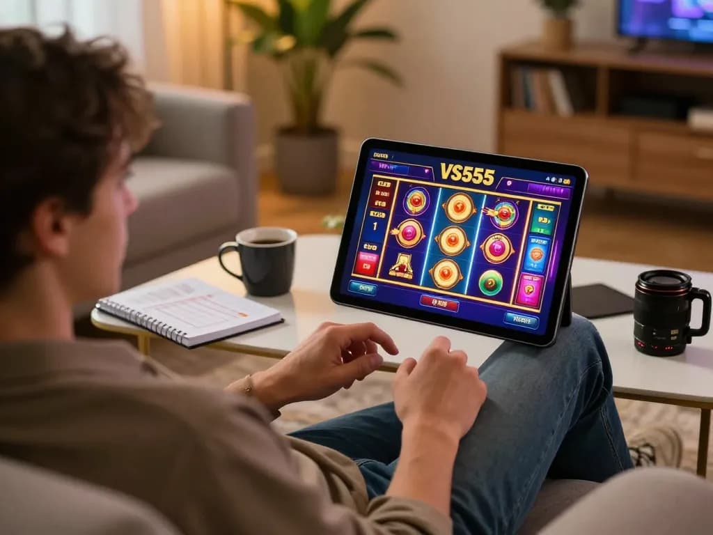 Experience dynamic gameplay on VS555's online casino platform through this engaging home scene.