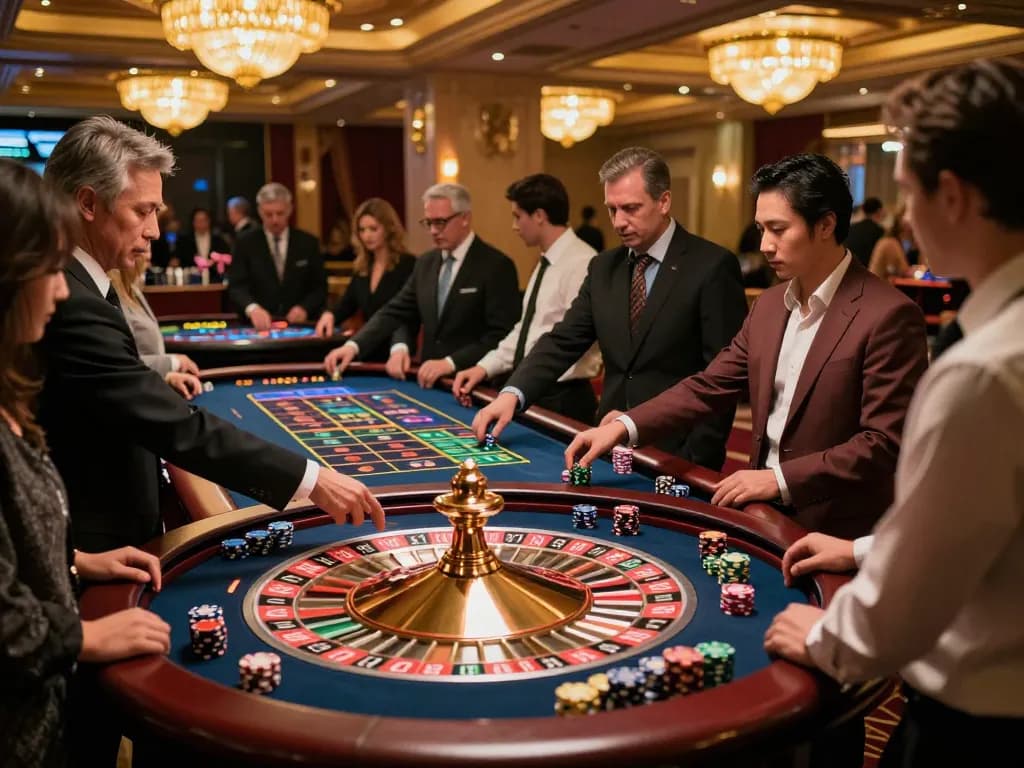 Experience the excitement of 789win at a lively roulette table with players betting.