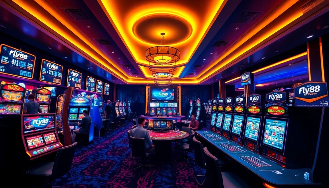 Experience the vibrant atmosphere of fly88's modern online casino with immersive gaming features.