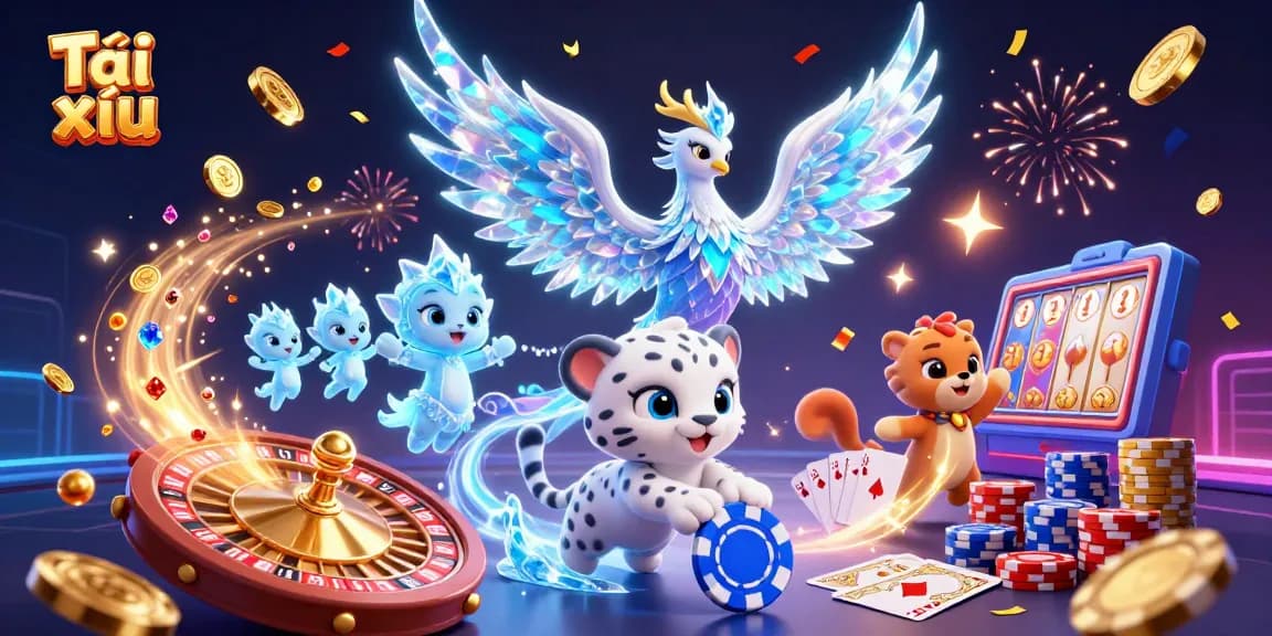 Tài xỉu players enjoying a thrilling casino experience surrounded by sparkling elements and festive energy.
