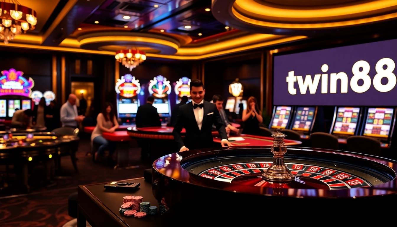 Engage with the exciting atmosphere of TWIN68 at https://twin68.gr.com/ featuring a vibrant casino scene.