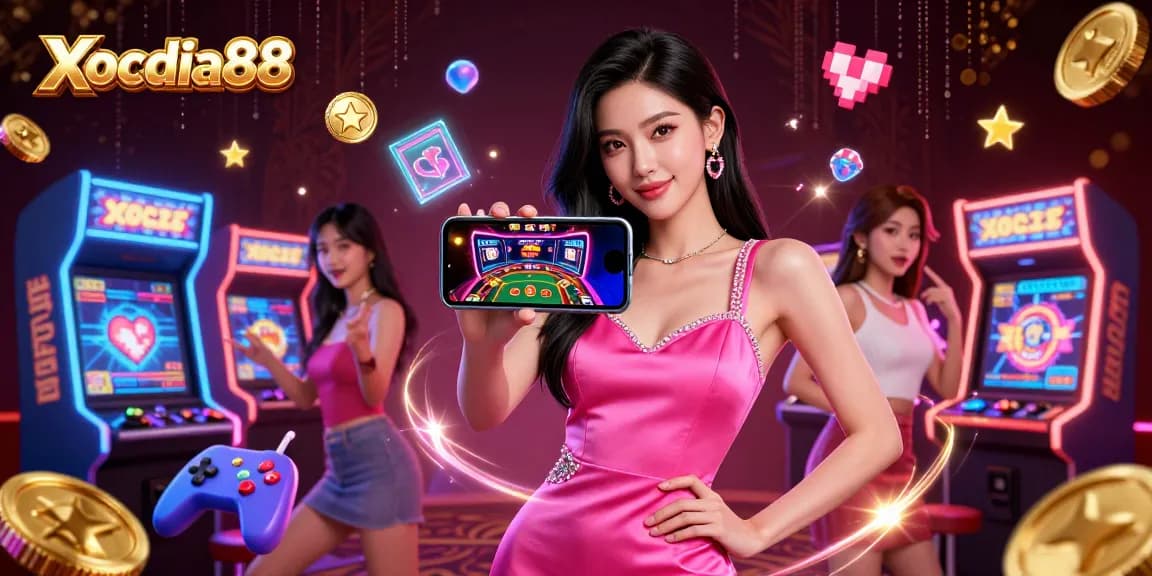 Xocdia88 engages players with an electrifying live dealer game experience in a vibrant 3D casino.