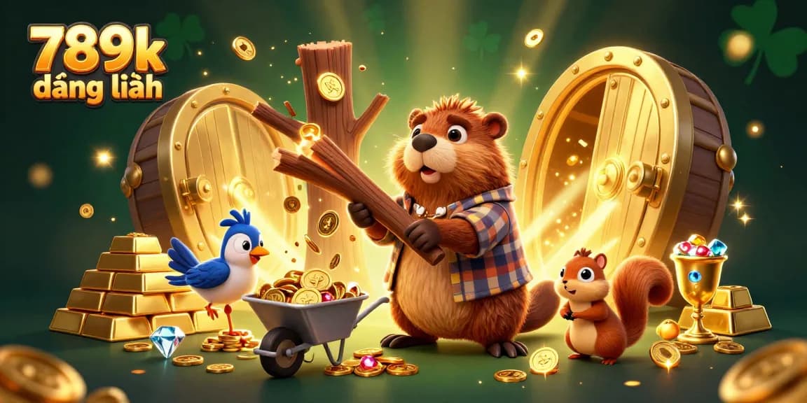 Experience exciting 789k đăng nhập action with golden coins raining from a tree in this vibrant casino-themed illustration.