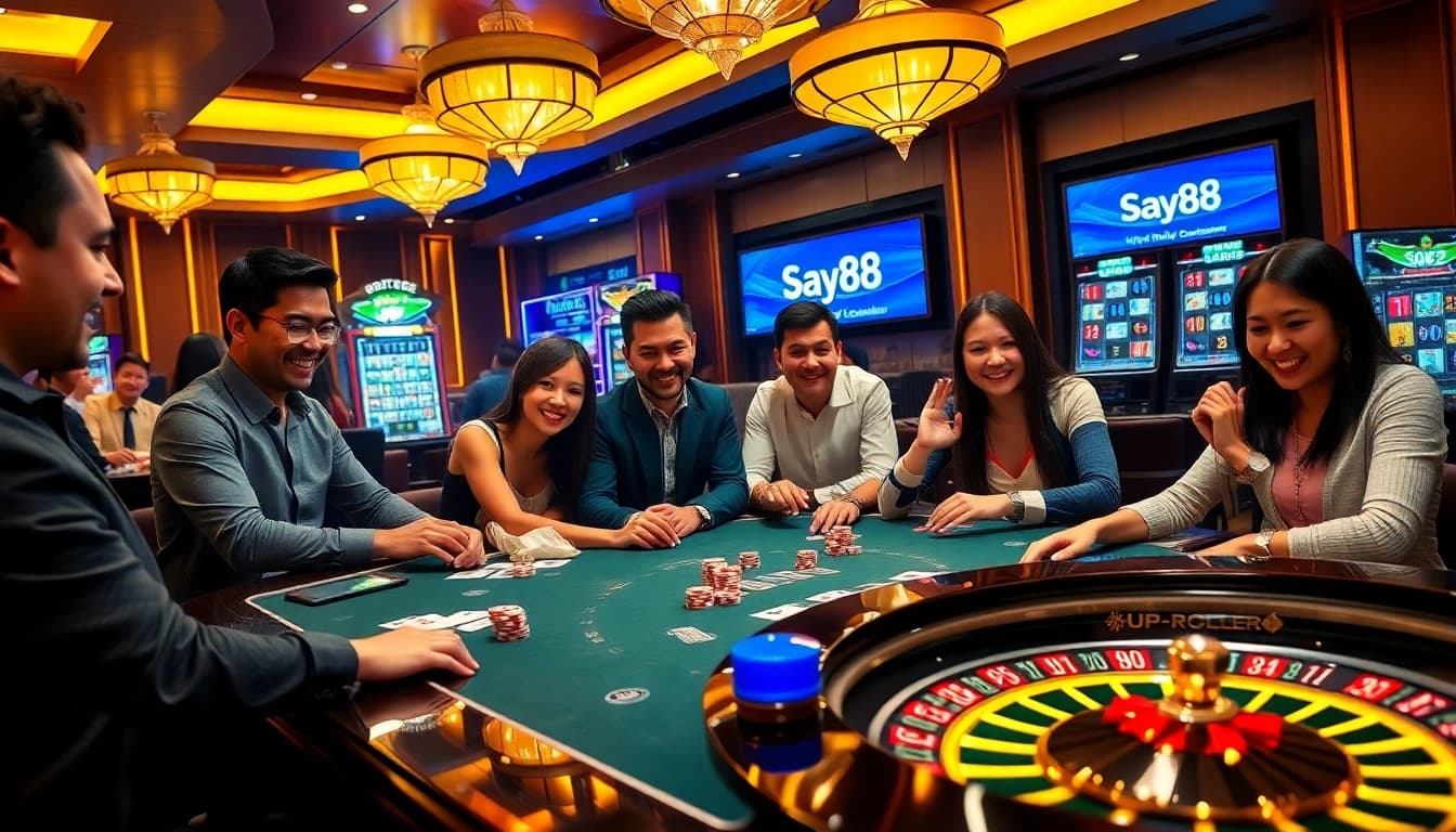 Experience the thrill of high-stakes gaming at say88's luxurious casino with vibrant table games.