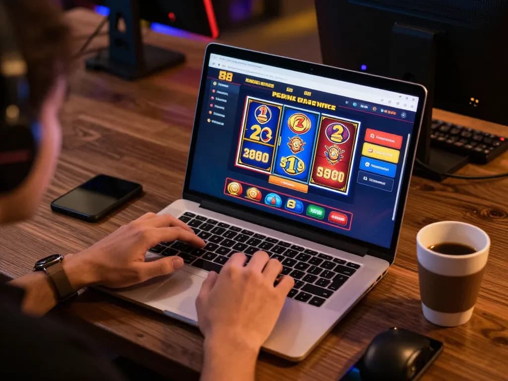 Player engaging with online casino games at open88, showcasing colorful slots and strategic gameplay.