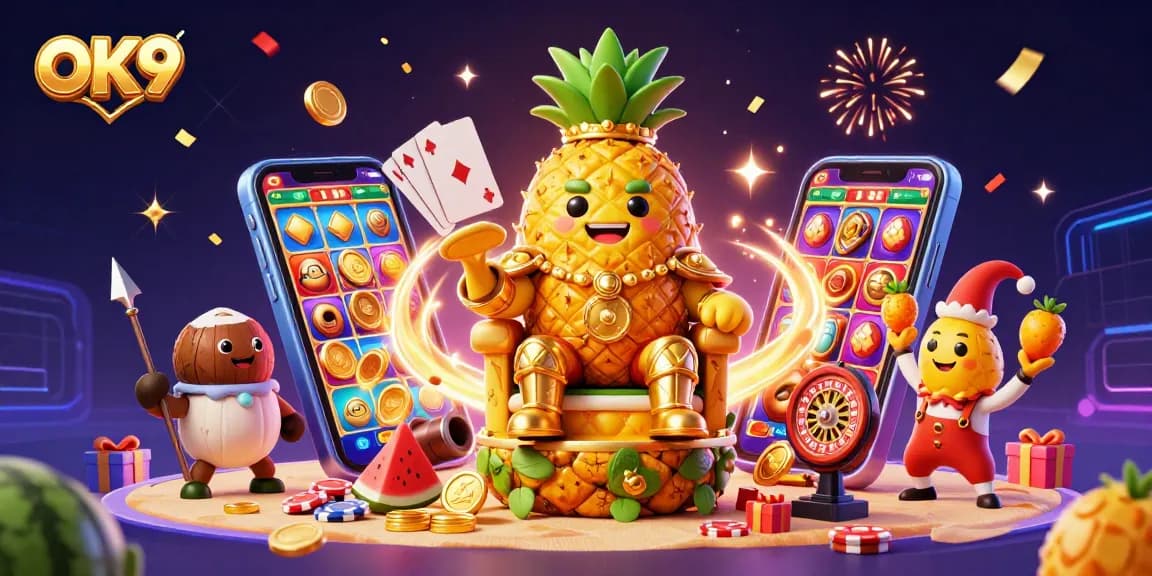 Spin to win at OK9 casino with vibrant characters and thrilling game elements displayed.