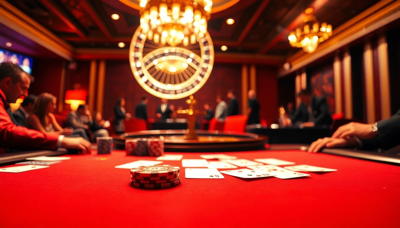 Experience thrilling gameplay at XX88 with luxurious poker tables and vibrant casino ambiance.
