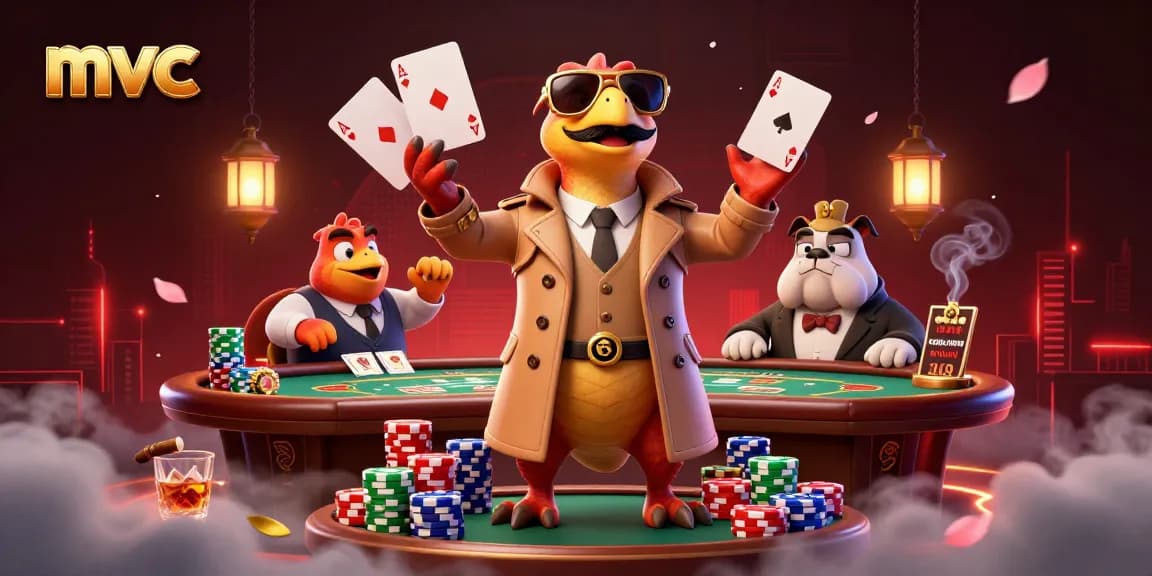 Experience thrilling gameplay at mvc's lively casino scene with raptors and poker elements.