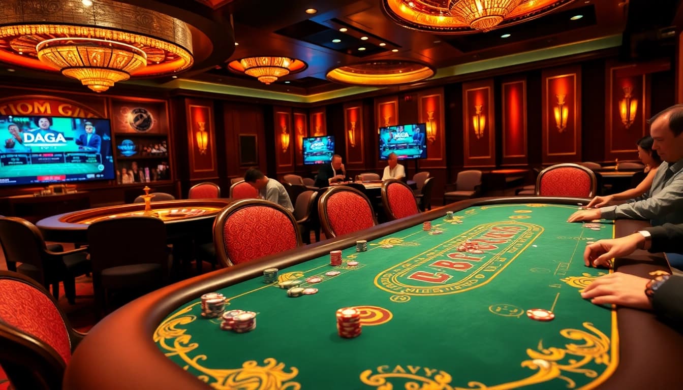 Engage with thrilling poker action at DAGA's luxurious casino setup.