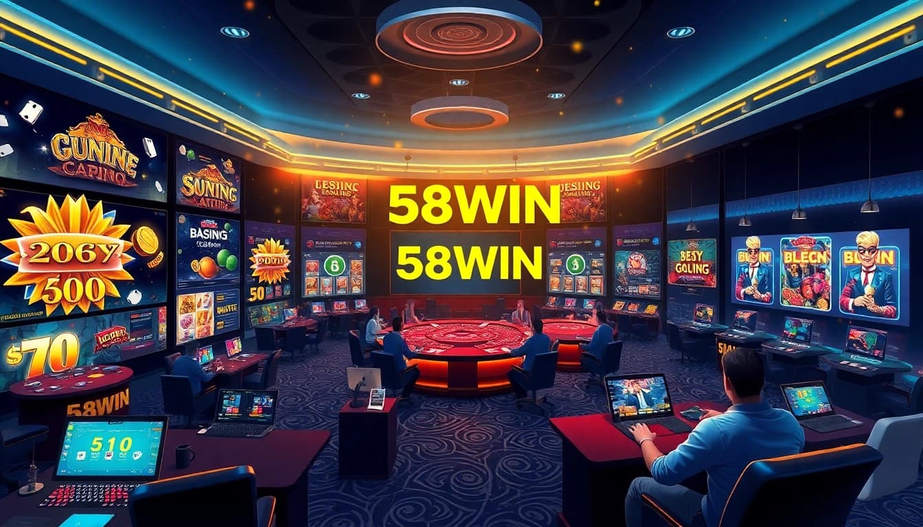 Exciting 58win online casino gaming experience with vibrant digital interface