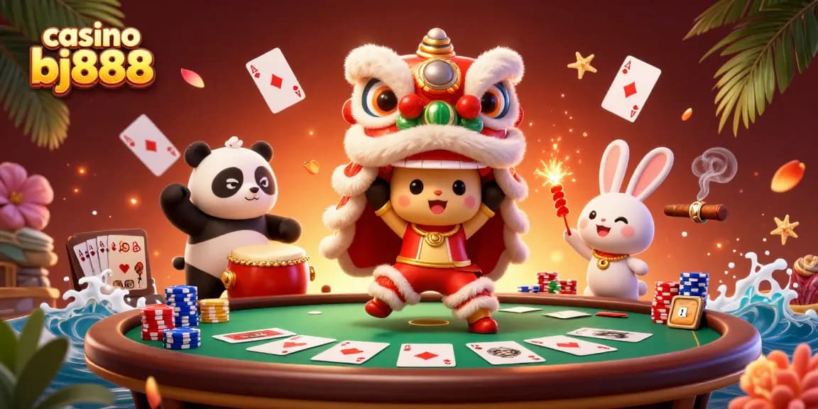 Engage with casino bj888 through an exciting 3D illustration of characters celebrating winning moments, showcasing gaming elements.