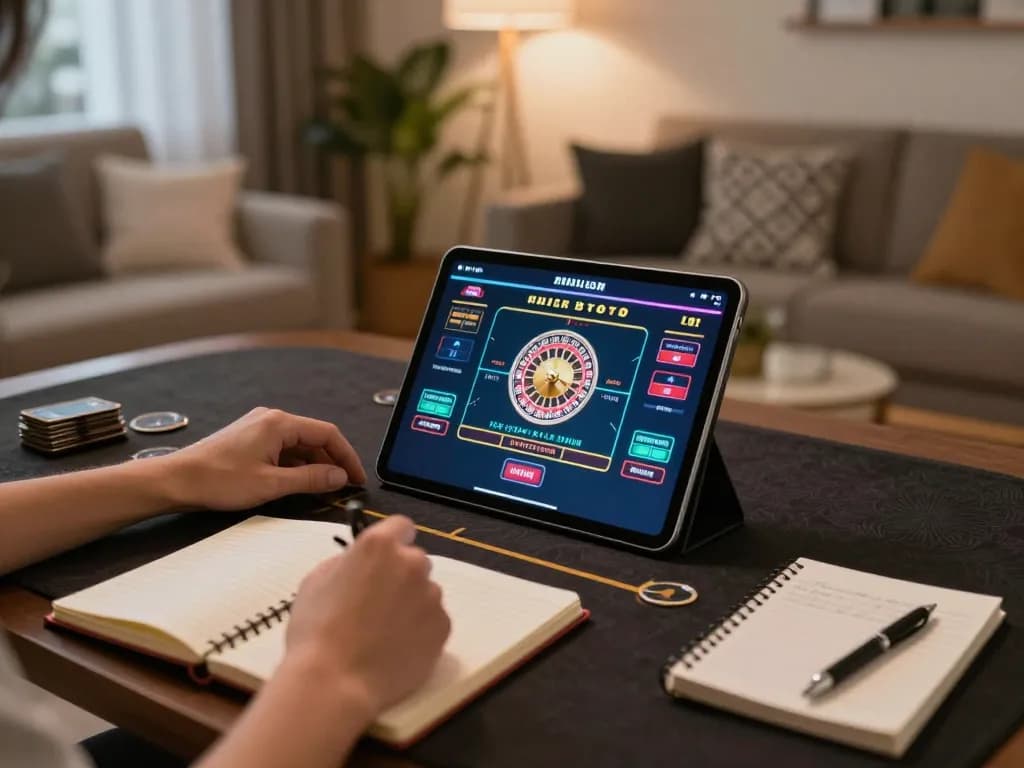 Players engaged in online gambling strategies on a tablet, focusing on tr88's live dealer games