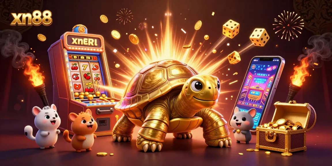 Experience the thrill of xn88 with a vibrant 3D illustration showcasing spectacular slot machine action.