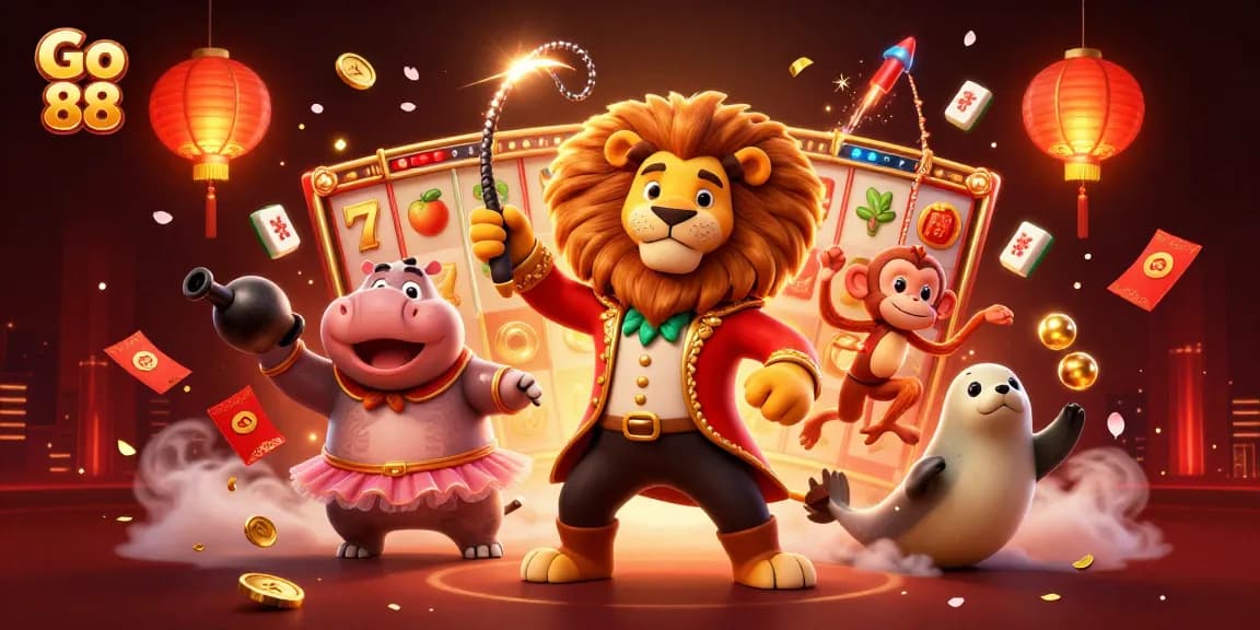 Join the excitement with Go 88 while spinning slots for a jackpot adventure in this vibrant casino scene.