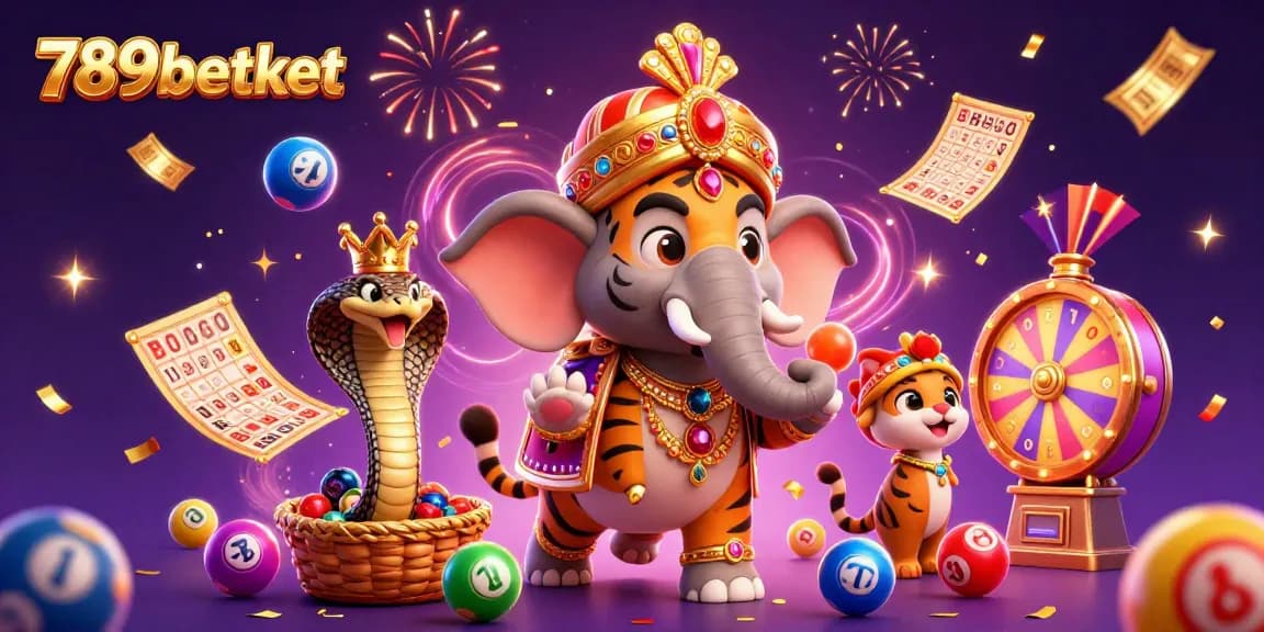 Engage thrillingly with 789betket's vibrant gaming world featuring dynamic lottery elements and a royal 3D scene.