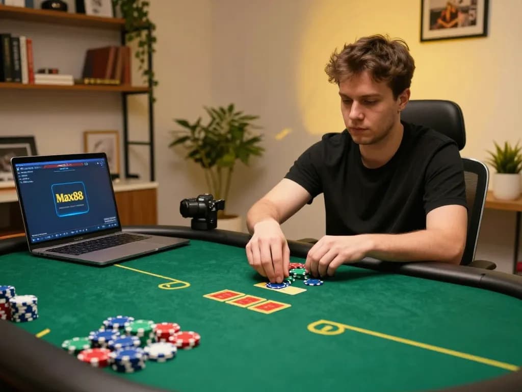 Experience online poker excitement at Max88 with a player placing strategic bets