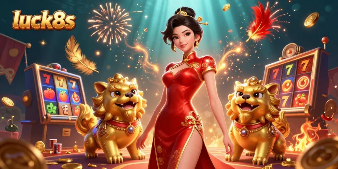 Experience winning moments with luck8s in this vibrant casino-themed 3D illustration.