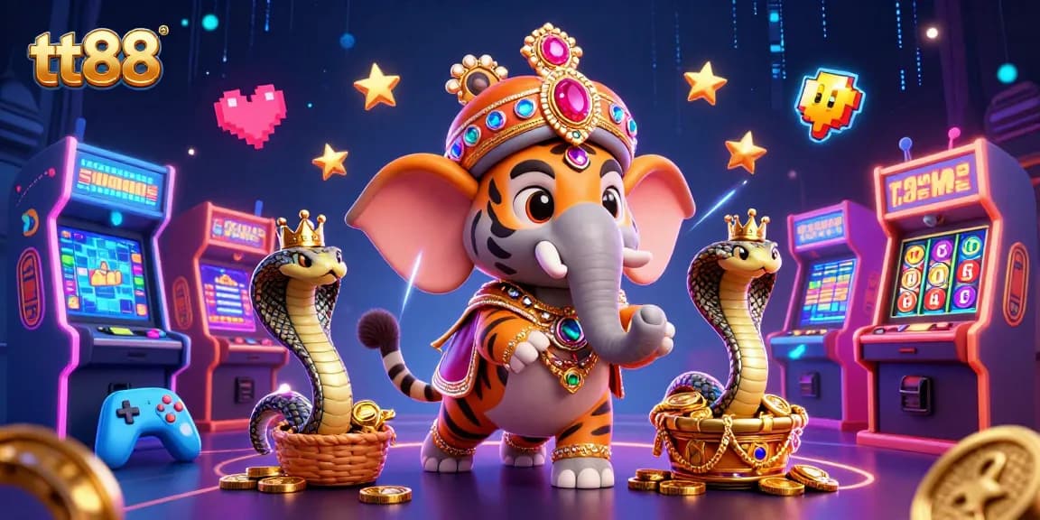 Engage with casino excitement at tt88 with a vibrant 3D illustration of a maharaja tiger, showcasing thrilling gaming elements.