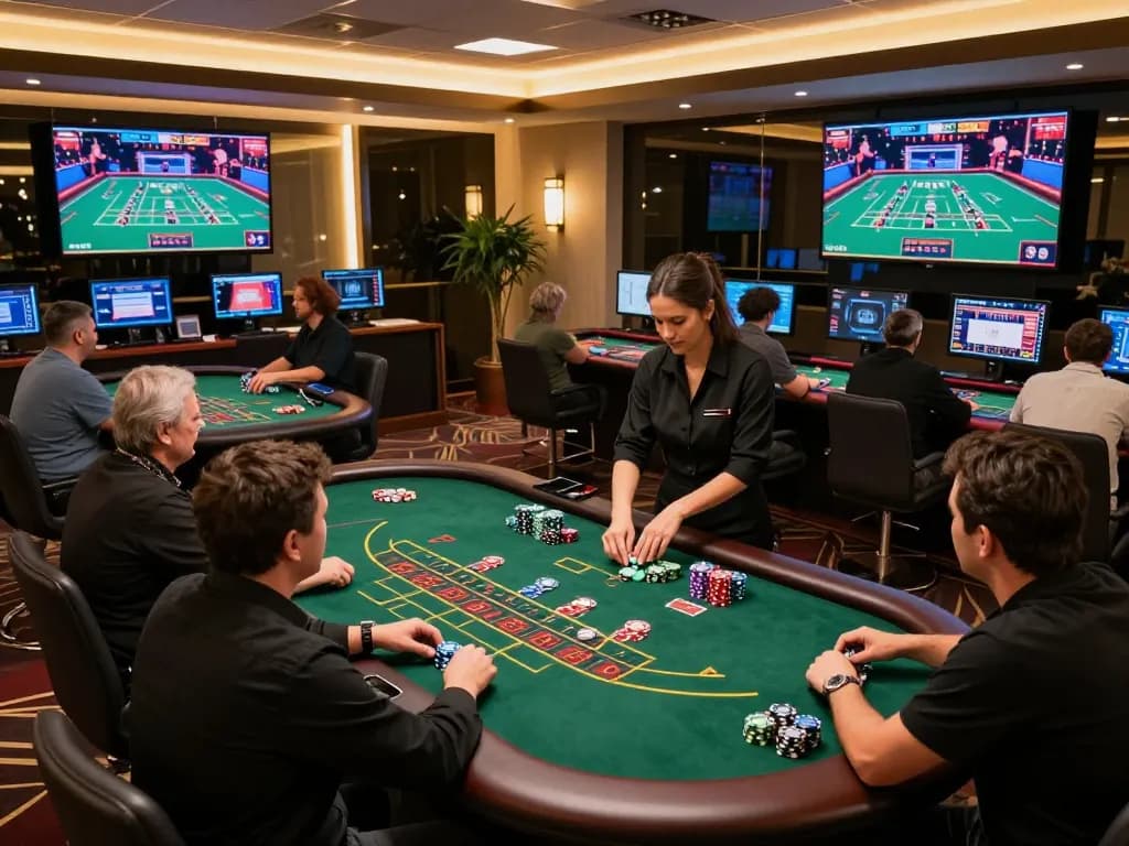 Engaging evening blackjack game at 789WIN online casino with professional dealer and players.