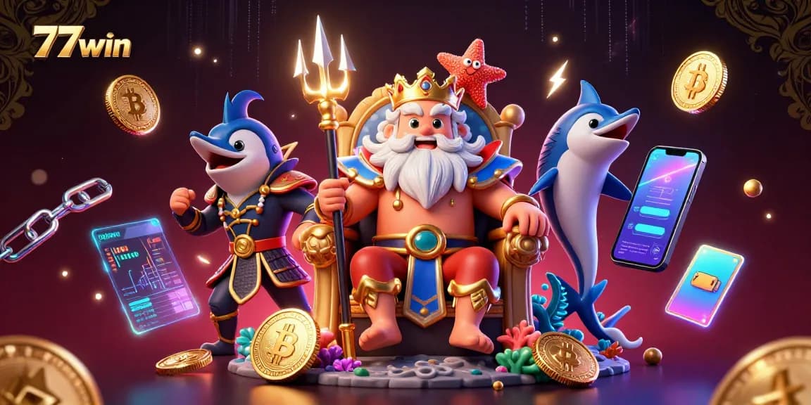 Immerse in 77win's exciting casino world with the vibrant ocean throne setting.