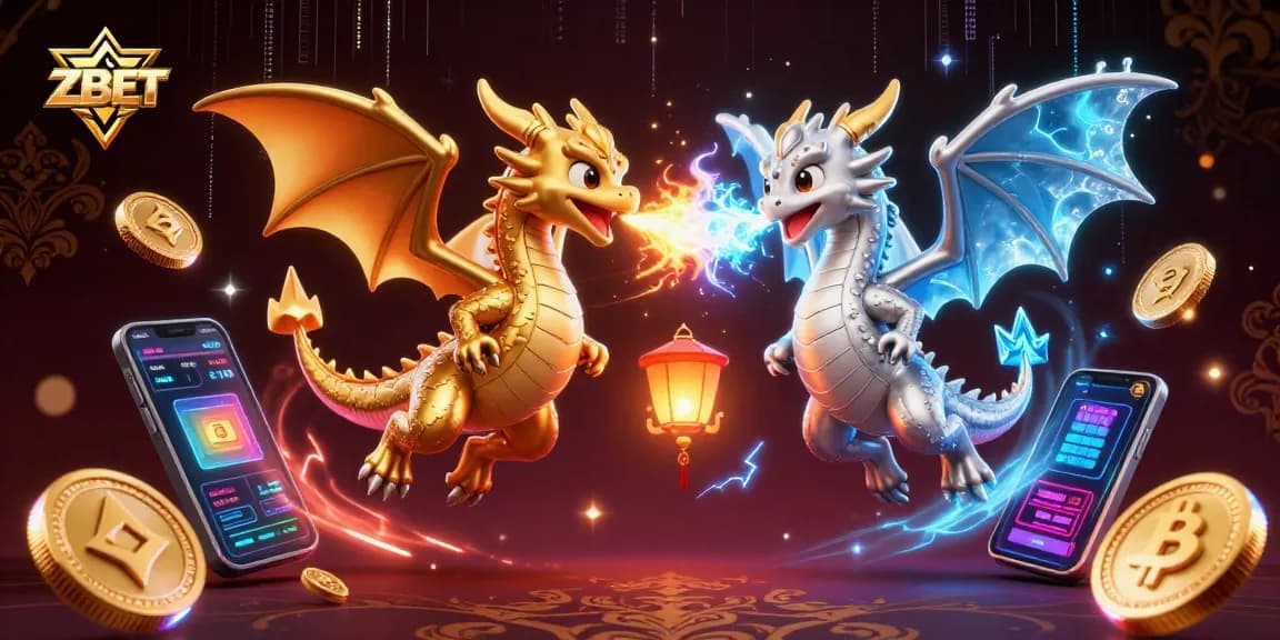 Engage with ZBET's thrilling 3D dragons illustration showcasing cryptocurrency and gaming elements.