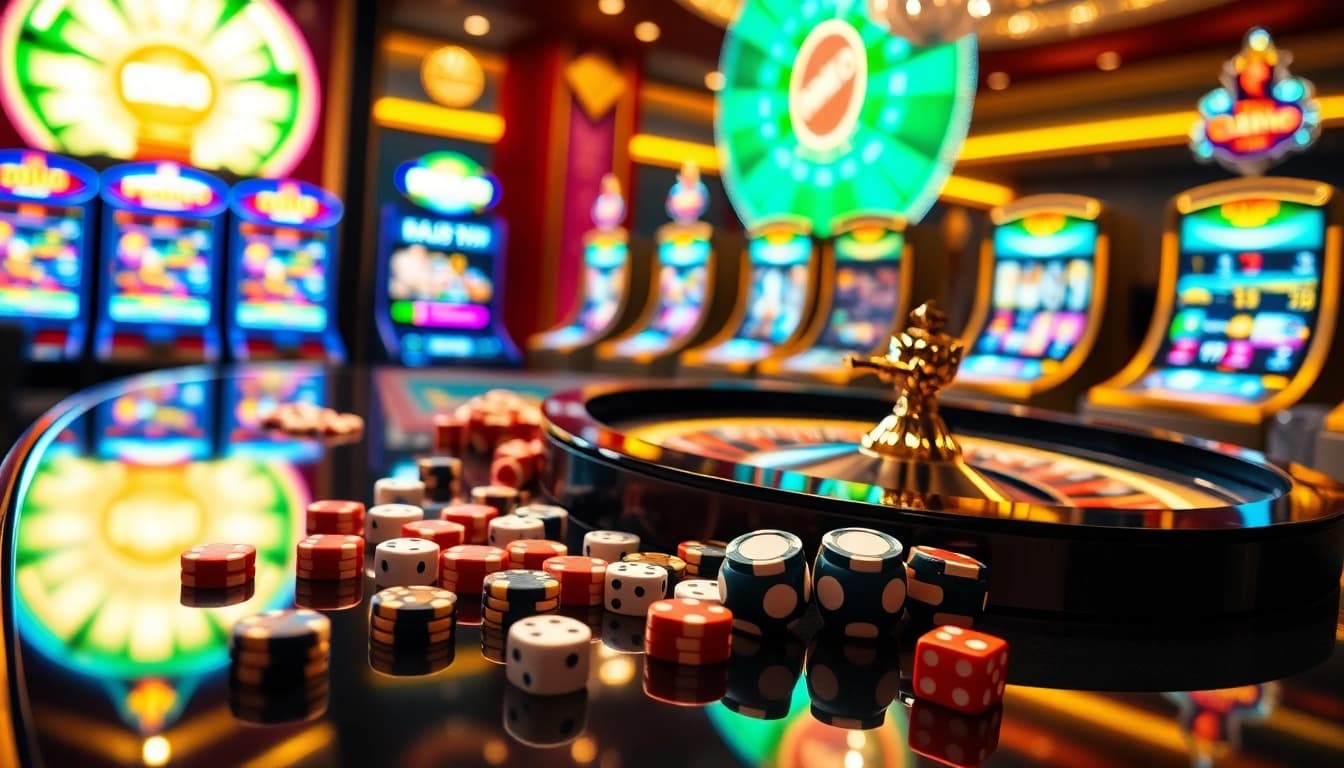 Players engaging with the energetic atmosphere of ee88 casino games, featuring vibrant tables and slots.