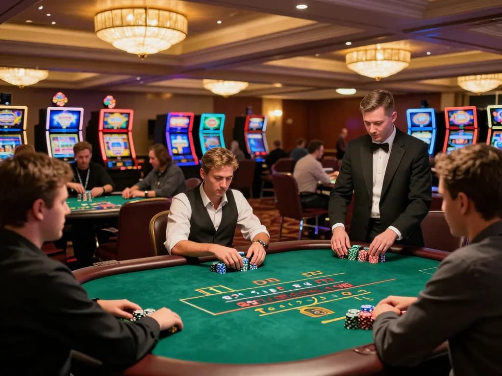 13Win players enjoying exciting poker games at a casino table surrounded by vibrant atmosphere