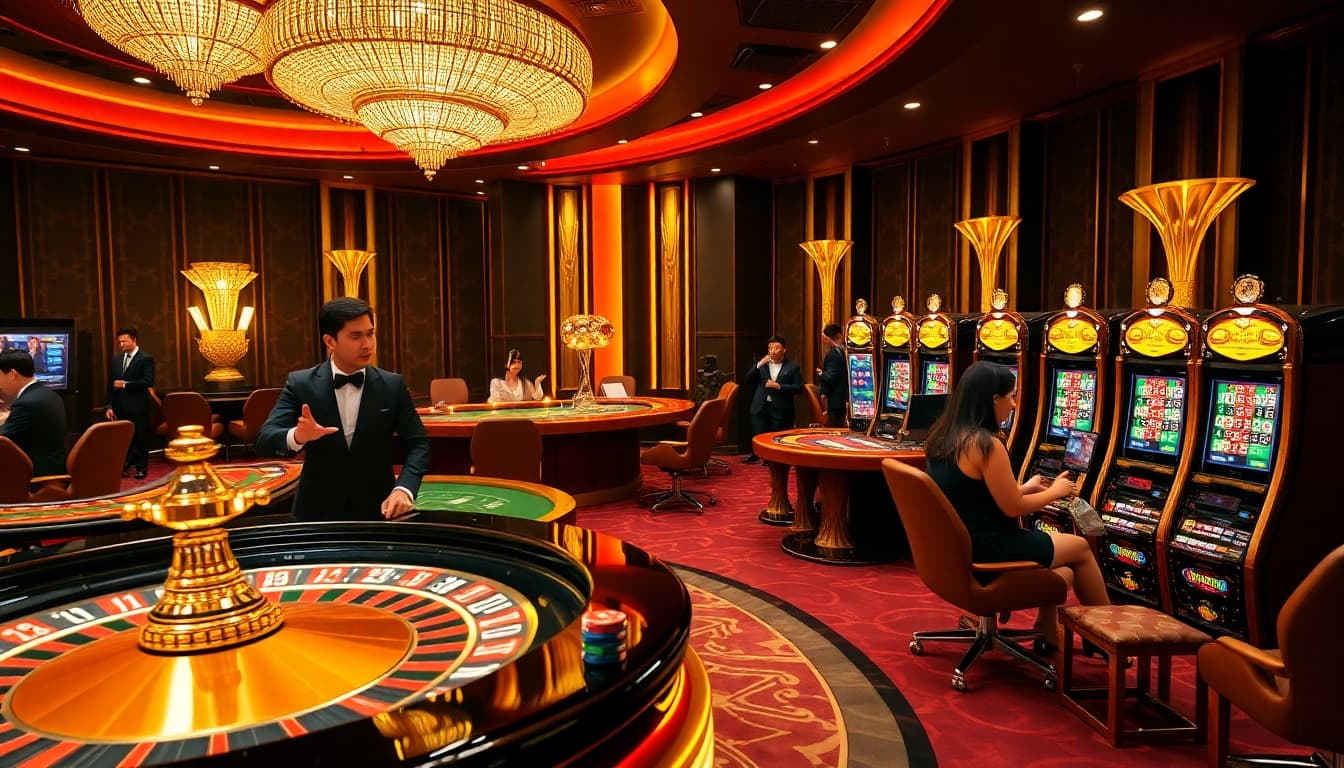 Experience the excitement of winning at HZ88 casino with luxury game tables and enthusiastic players.