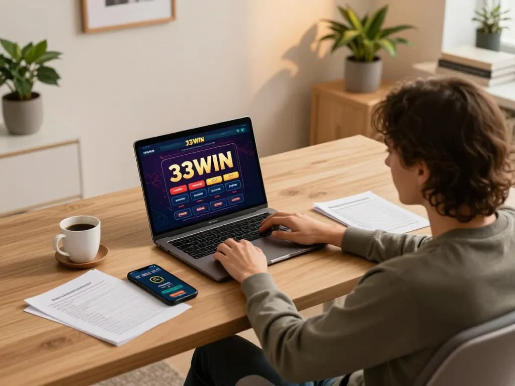 Engaging online gaming with 33WIN app displayed, highlighting strategic bankroll management.