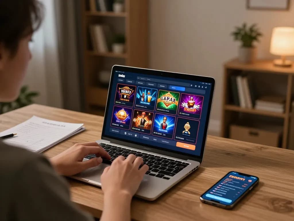 Engaging online gaming experience at home showcasing nhà cái az888 on laptop, highlighting strategic gameplay elements.