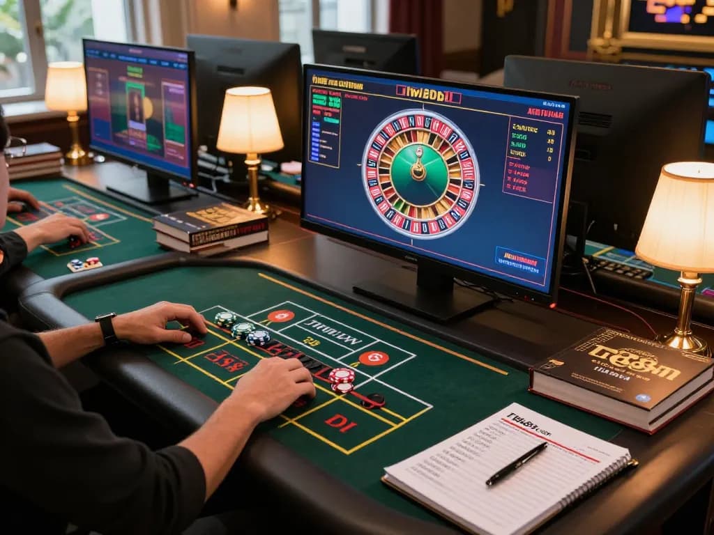Tg88.com online gaming setup with live dealer games and bankroll management notes visible.