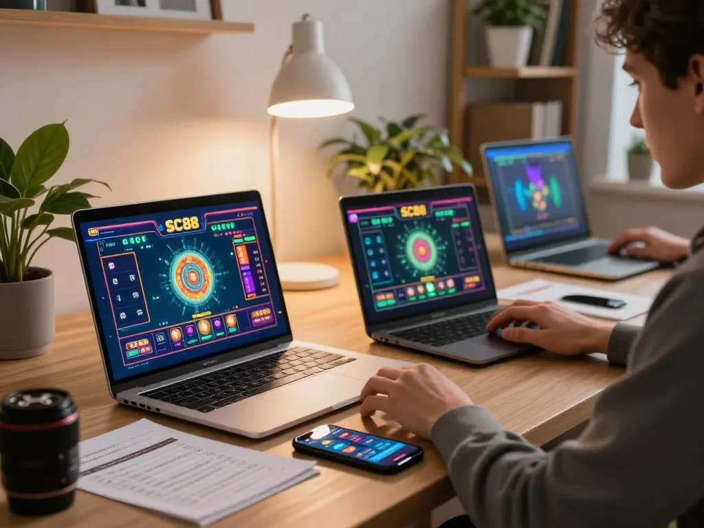 Engaging user experience with SC88 Link on laptop gaming interface showcasing exciting online casinos
