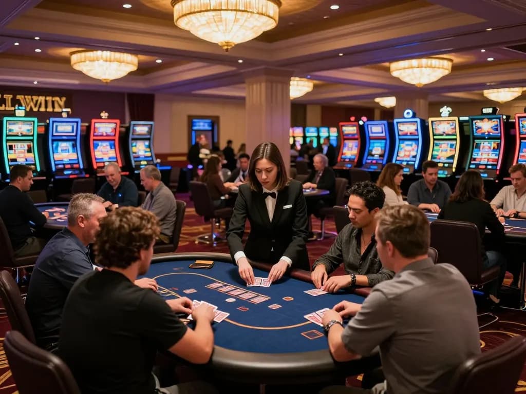 Players engaged in exciting poker games at LLWIN casino, showcasing strategic gameplay and vibrant atmosphere.