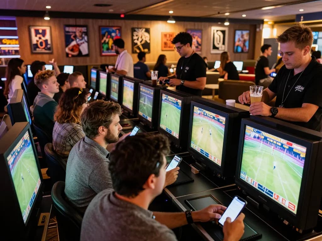 Engaging atmosphere at 789win featuring lively sports betting action and social interaction