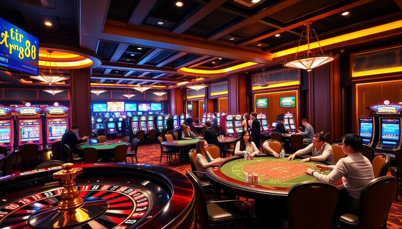 Players strategizing bets on the casino floor while experiencing the excitement of tr88 gaming.