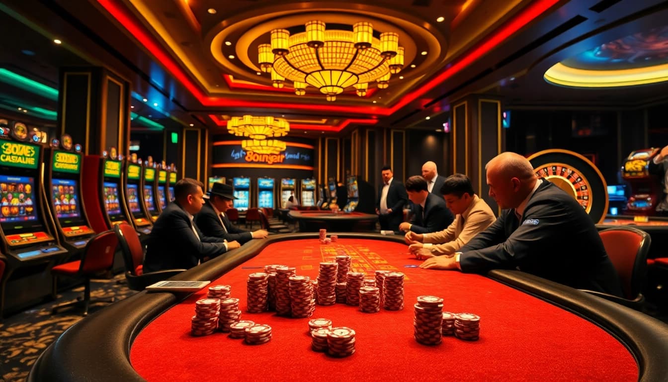 Experience the thrilling atmosphere of 8Kbet with engaging table games and elegant decor.