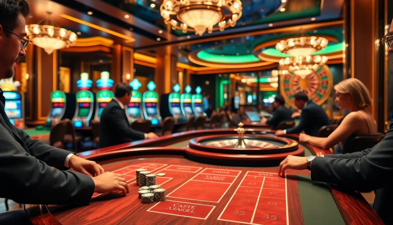 Experience thrilling gameplay at c168 casino with a luxury baccarat table featuring high-stakes chips and a spinning roulette wheel.