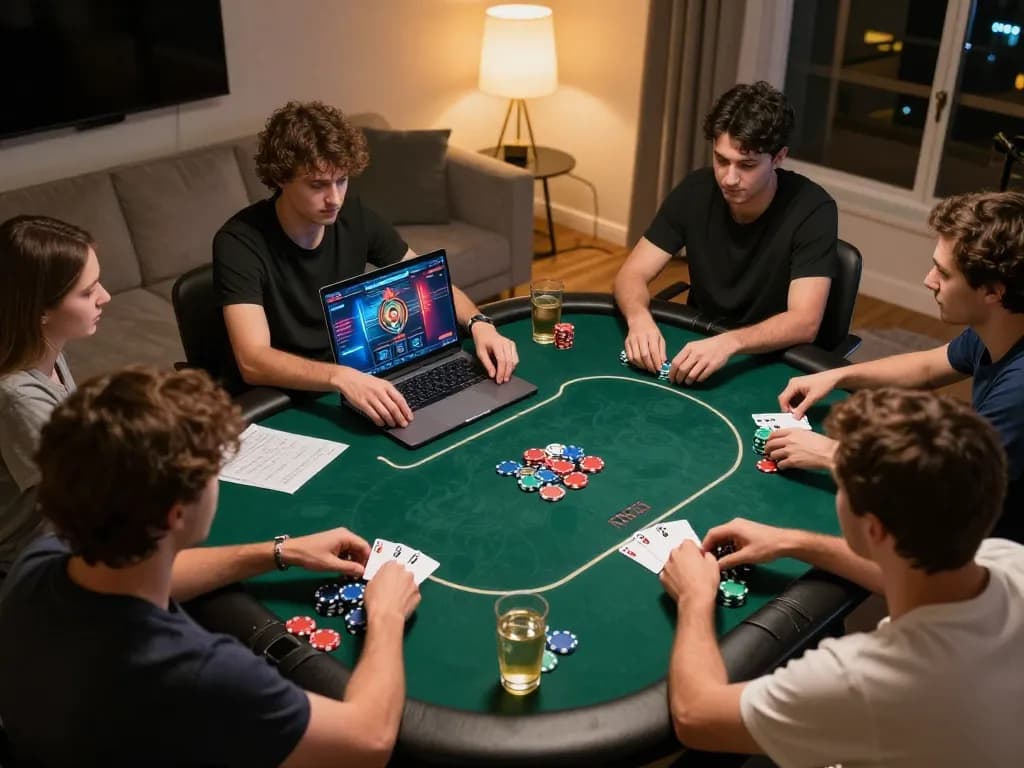 GO99 players engage in competitive poker at home, showcasing vibrant graphics and strategic gameplay.