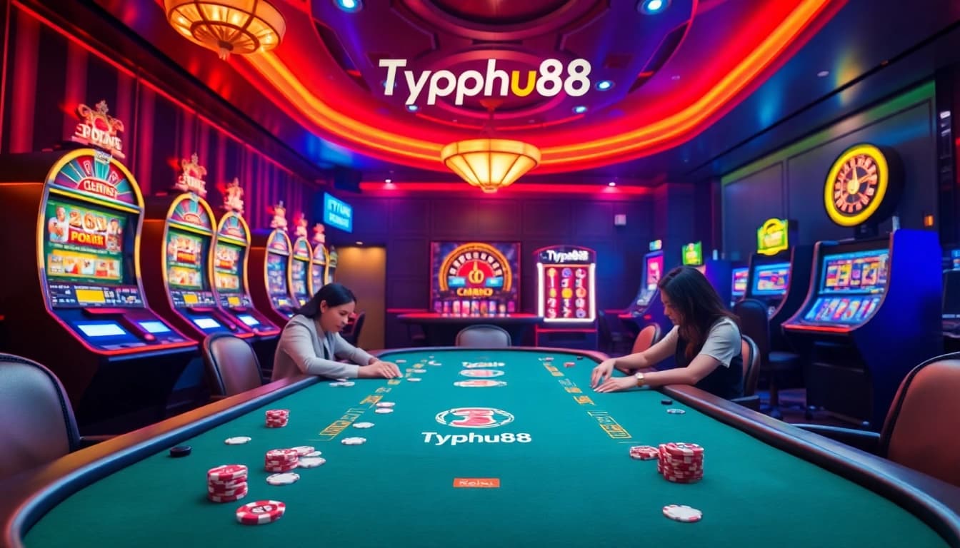 Experience thrilling gameplay at Typhu88, featuring vibrant slots, poker tables, and roulette.