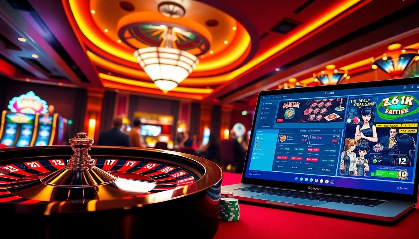 Kuwin players enjoying a thrilling casino experience with high-stakes games and vibrant casino elements.