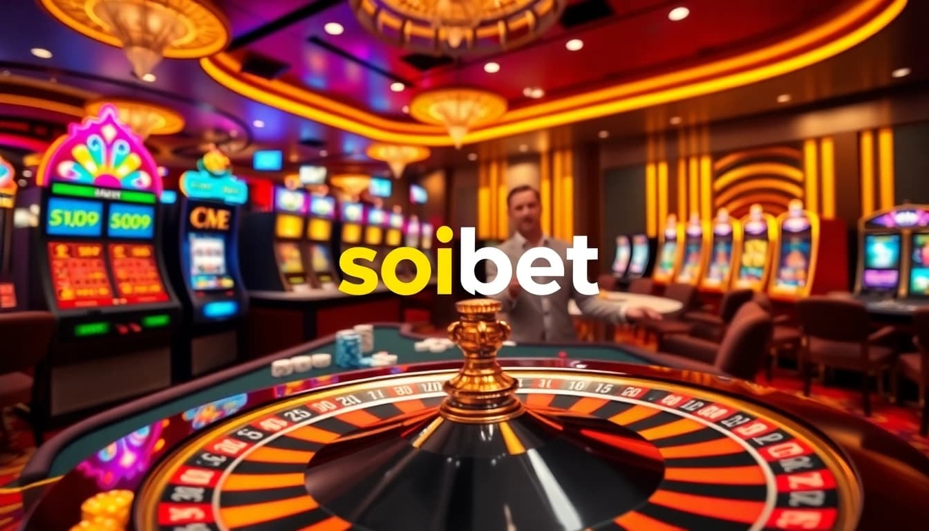 Experience the thrill of soibet ไทย at an elegant casino table with dynamic gaming elements.