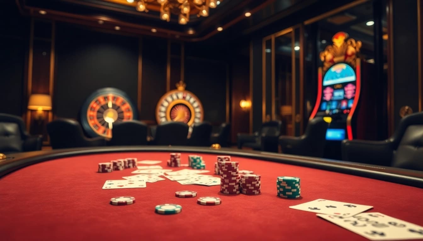 Experience high-stakes excitement at a luxury casino featuring 789p poker games and roulette.